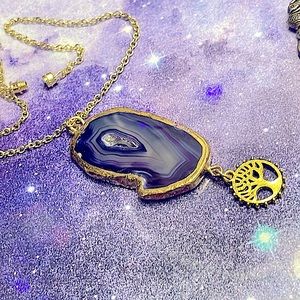 BOGO!! Moroccan, Dyed Purple Agate Choker w/ Druzy & Tree Of Life Pendant